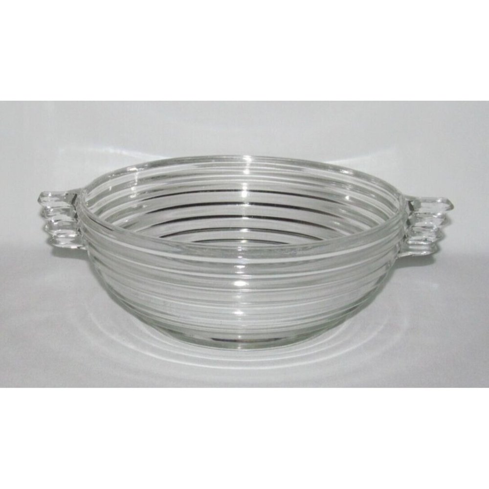 Anchor Hocking MANHATTAN Horizontal Ribbed Crystal Medium Two-Handled Salad Bowl
